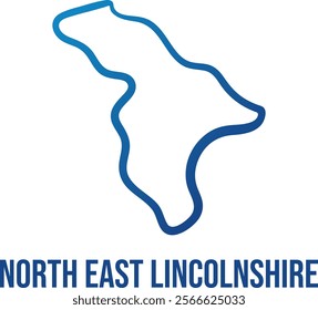 Abstract map of North Lincolnshire
unitary authority. Blue gradient illuminated smooth edges map shape. Use for wall art, travel blog, news article