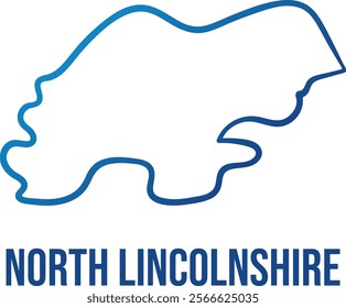 Abstract map of North Lincolnshire
unitary authority. Blue gradient illuminated smooth edges map shape. Use for wall art, travel blog, news article