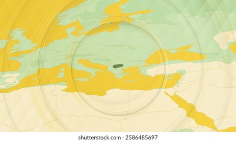 Abstract Map of North Macedonia and Surrounding Regions with Circular Patterns. Vibrant Abstract Map.