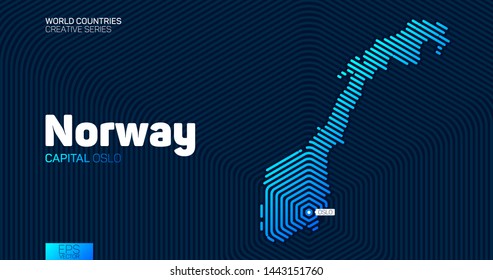 Abstract map of Norway with hexagon lines