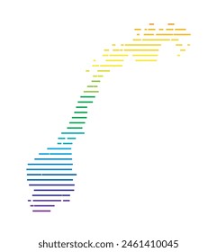 Mapa Abstractas de Noruega que muestra la zona del país con líneas paralelas Horizontales en colores arcoíris