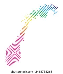 Mapa Abstractas de Noruega que muestra la zona del país con anillos concéntricos en colores arcoíris como un blanco de tiro.