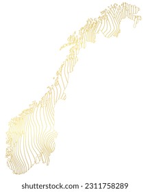 mapa abstracto de Noruega - ilustración vectorial de un mapa a rayas de color dorado