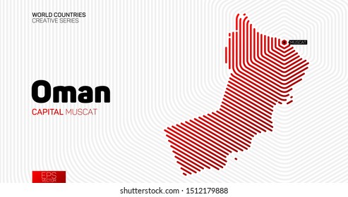 Abstract map of Oman with red hexagon lines