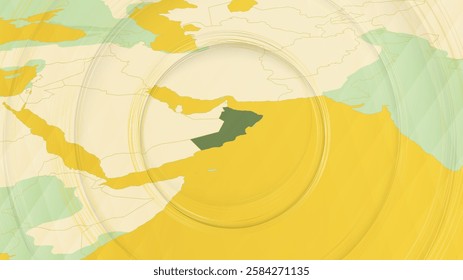 Abstract Map of Oman and Surrounding Regions with Circular Patterns. Vibrant Abstract Map.