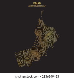 mapa abstracto de Omán - ilusión vectorial de un mapa a rayas de color oro