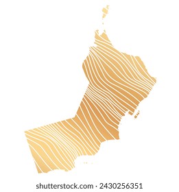 abstract map of Oman - vector illustration of striped gold colored map