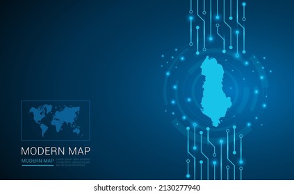 Abstract map ot Albania technology chip processor background circuit board diagram vector.