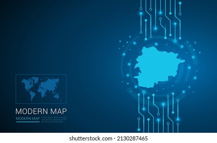 Abstract map ot Andorra technology chip processor background circuit board diagram vector.