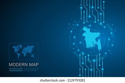 Mapa abstracto del vector del diagrama de placa de circuito de la placa base del procesador de chips de la tecnología de Bangladesh.