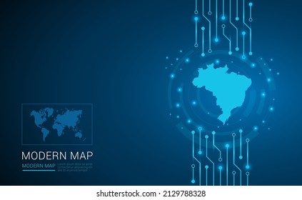 Mapa abstracto del vector del diagrama de la placa de circuito de fondo del procesador de chip de la tecnología de Brasil.