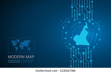 Abstrakte Karte mit Kameruner Chip-Prozessor-Hintergrund-Schaltplan-Vektorgrafik.