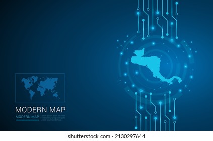 Abstract map ot Central America technology chip processor background circuit board diagram vector.