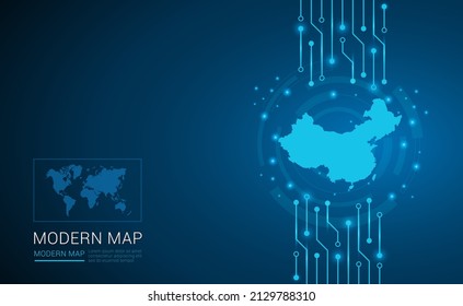 Abstract map ot China technology chip processor background circuit board diagram vector.