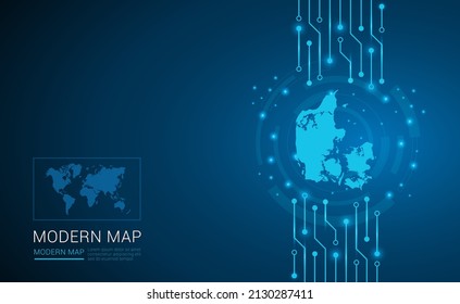 Mapa abstracto del vector del diagrama de la placa de circuito de fondo del procesador de chips de la tecnología de Dinamarca.