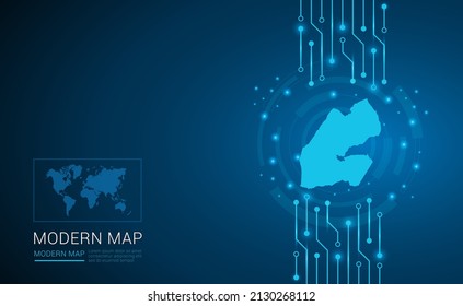 Abstract map ot Djibouti technology chip processor background circuit board diagram vector.
