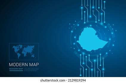 Abstract map ot Ethiopia technology chip processor background circuit board diagram vector.