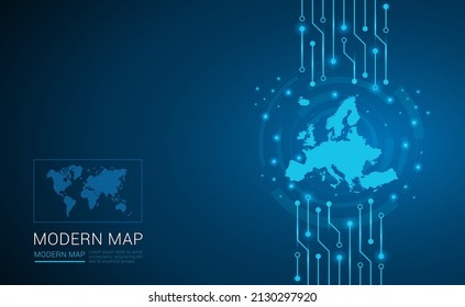 Abstract Map Ot Europe Technology Chip Processor Background Circuit Board Diagram Vector.