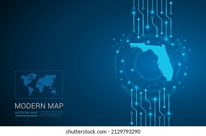 Abstract map ot Florida technology chip processor background circuit board diagram vector.