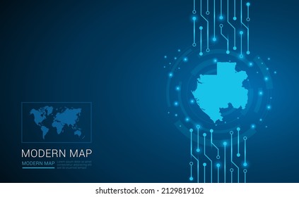 Abstract map ot Gabon technology chip processor background circuit board diagram vector.
