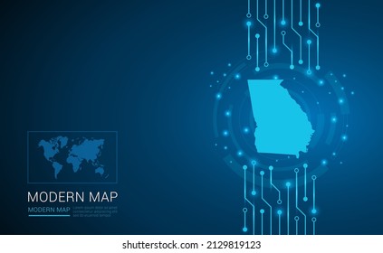 Abstract map ot Georgia (USA) technology chip processor background circuit board diagram vector.