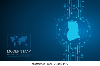 Abstract map ot Ghana technology chip processor background circuit board diagram vector.