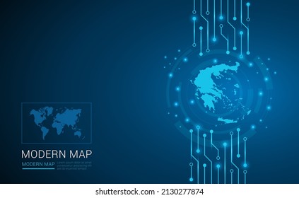 Mapa abstracto del vector del diagrama de la placa de circuito de fondo del procesador de chips de la tecnología de Grecia.