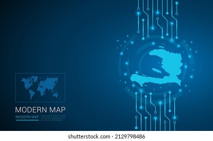 Abstract map ot Haiti technology chip processor background circuit board diagram vector.