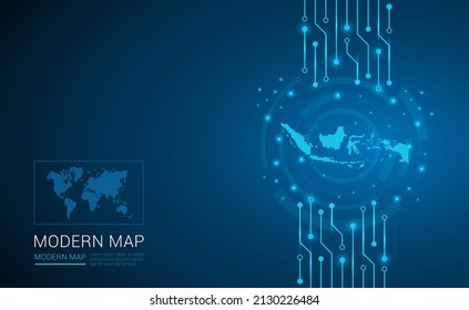 Abstract Map Ot Indonesia Technology Chip Processor Background Circuit Board Diagram Vector.