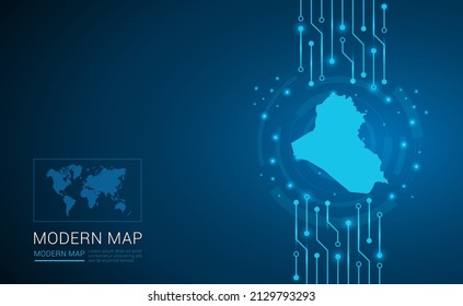 Abstract map ot Iraq technology chip processor background circuit board diagram vector.