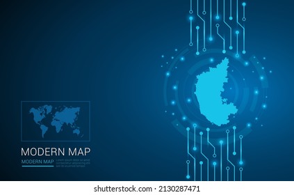 Abstract map ot Karnataka technology chip processor background circuit board diagram vector.