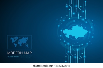 Abstract map ot Kazakhstan technology chip processor background circuit board diagram vector.
