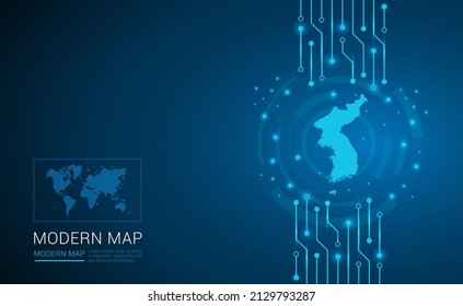 Abstract map ot Korea technology chip processor background circuit board diagram vector.
