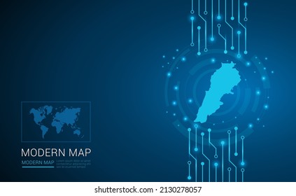 Abstract map ot Lebanon technology chip processor background circuit board diagram vector.