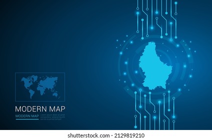 Abstract map ot Luxembourg technology chip processor background circuit board diagram vector.