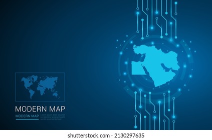 Abstrakte Karte mit dem Chip-Prozessor-Hintergrund-Schaltplan für die Mittelost-Technologie, Vektorgrafik für Chipkarten.