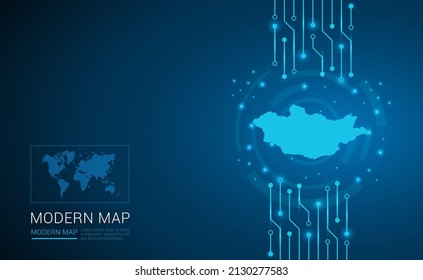 Abstract map ot Mongolia technology chip processor background circuit board diagram vector.