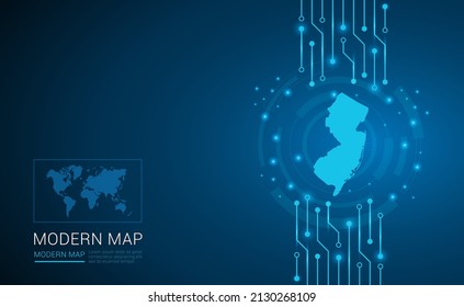 Abstract map ot New Jersey technology chip processor background circuit board diagram vector.