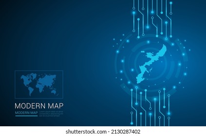 Abstrakte Karte der Okinawa Technologie Chip Prozessor Hintergrund Schaltplan Schaltplan Vektorgrafik.