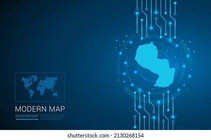 Abstract map ot Paraguay technology chip processor background circuit board diagram vector.