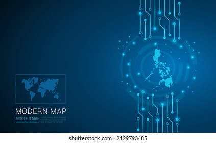 Abstract map ot Philippines technology chip processor background circuit board diagram vector.