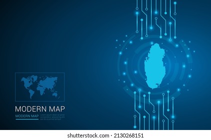Abstract map ot Qatar technology chip processor background circuit board diagram vector.