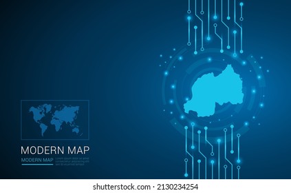 Abstract Map Ot Rwanda Technology Chip Processor Background Circuit Board Diagram Vector.