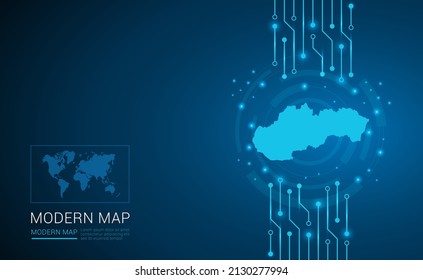 Abstract map ot Slovakia technology chip processor background circuit board diagram vector.