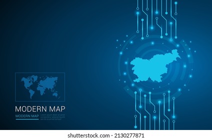 Abstract map ot Slovenia technology chip processor background circuit board diagram vector.