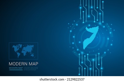 Abstract map ot Somalia technology chip processor background circuit board diagram vector.