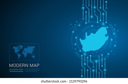 Abstract map ot South Africa technology chip processor background circuit board diagram vector.