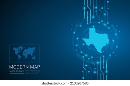 Abstract map ot Texas technology chip processor background circuit board diagram vector.