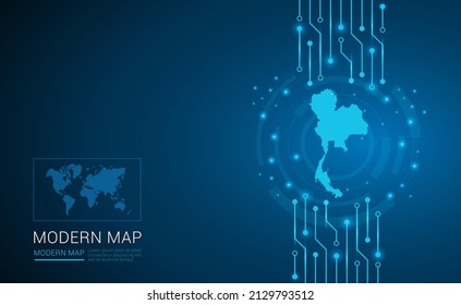 Abstract map ot Thailand technology chip processor background circuit board diagram vector.