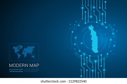 Abstract map ot Togo technology chip processor background circuit board diagram vector.